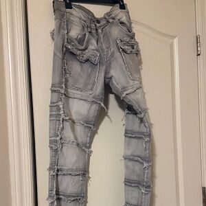 Distressed Gray Denim Jeans